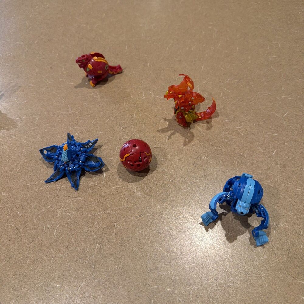 Lot Of 5 Bakugan Battle Brawlers Crakanoid, Pyrus Dragonoid, Hydros Lion, Trox